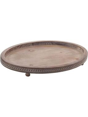 Rustic Oval Wooden Beaded Tray Coffee Table Decor Centerpiece Entryway
